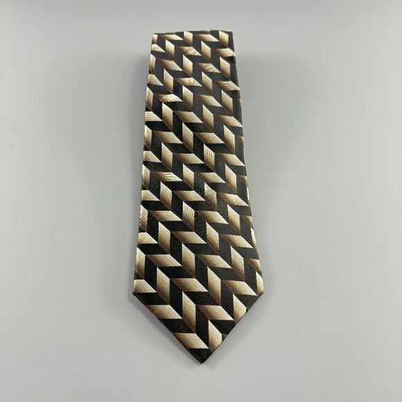Savile Row Black / Grey Chevron Striped Men's Tie 4' x 60" - Picture 1 of 3